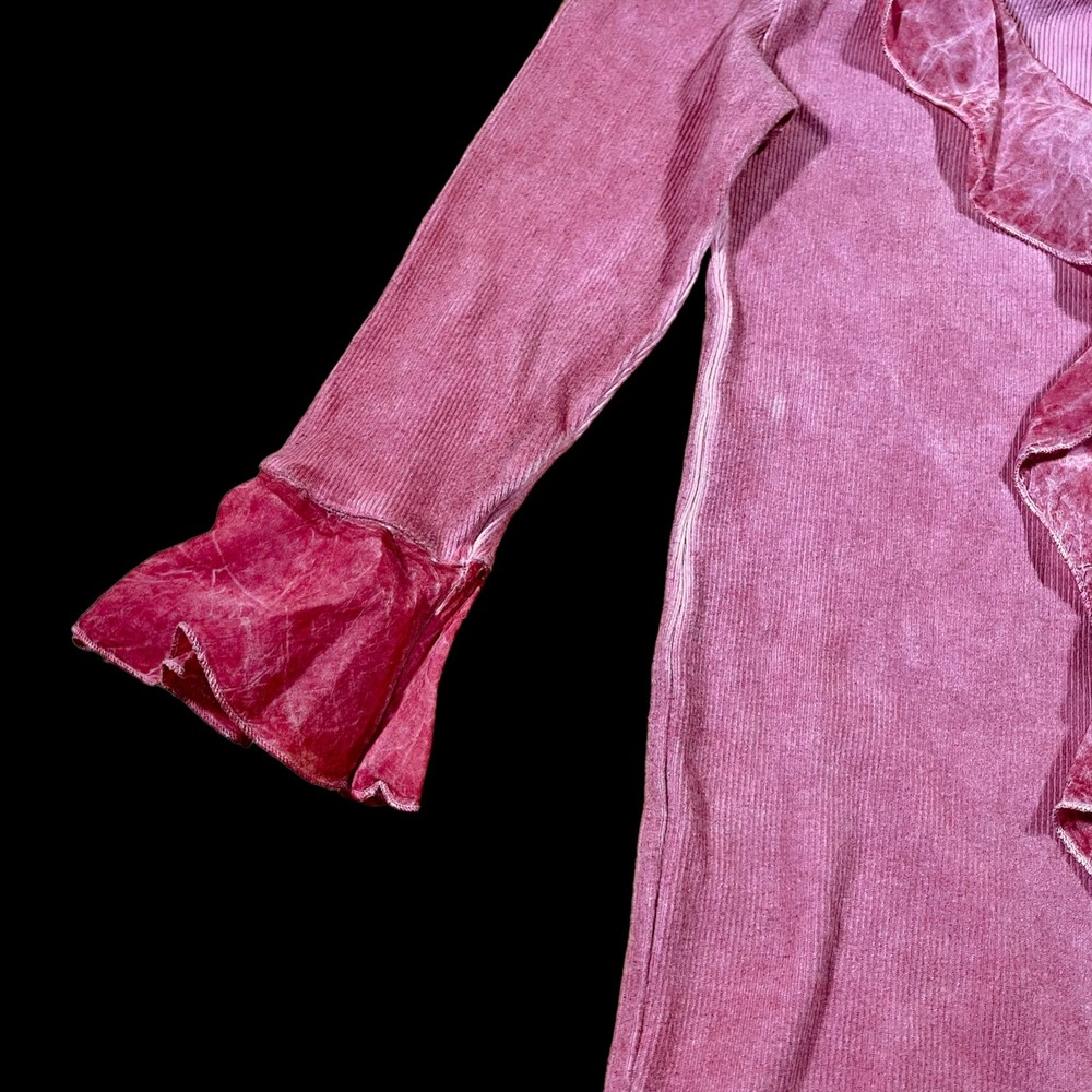 Soft Surroundings Blouse Women's XS Pink 3/4 Sleeve Ruffles - Picture 4 of 15